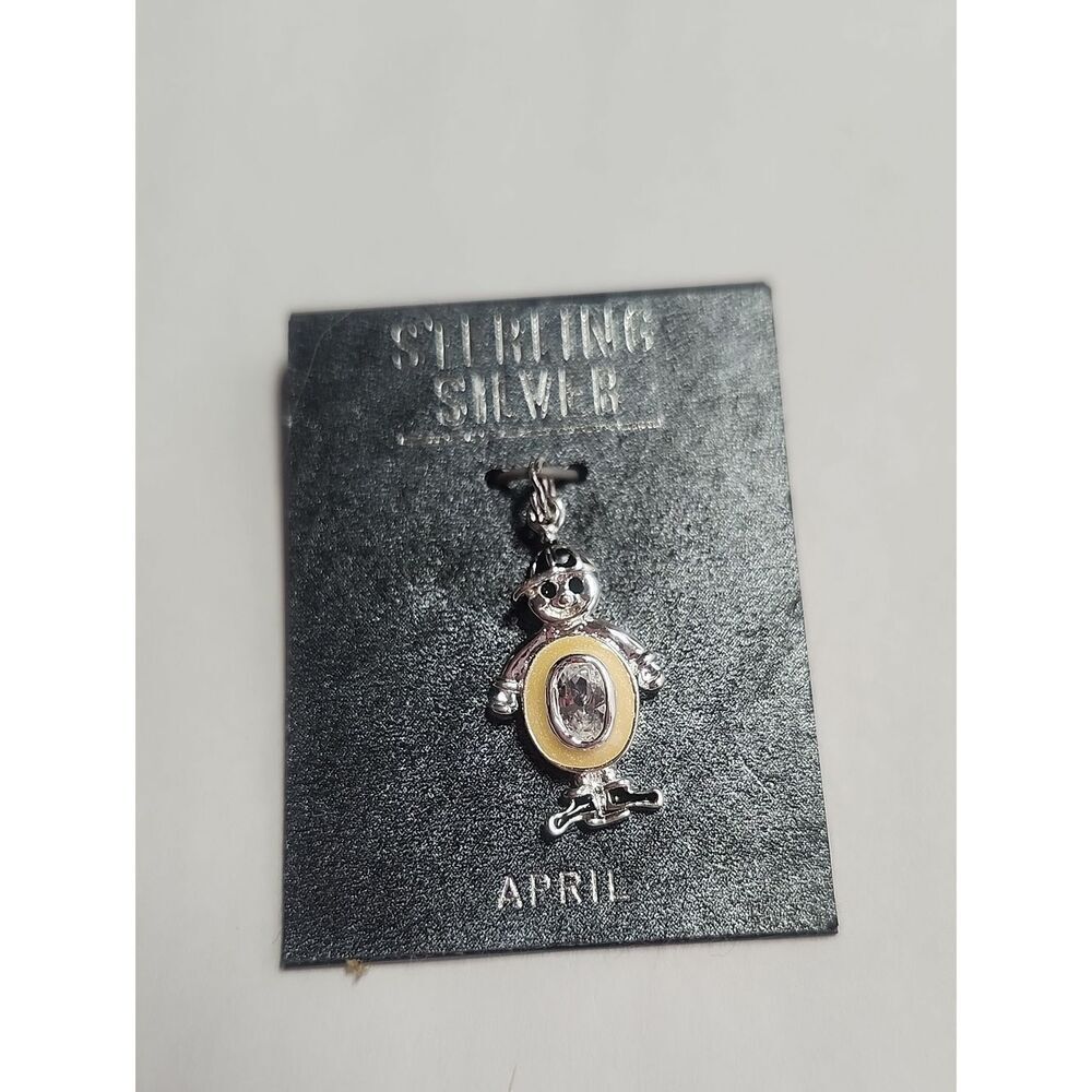 Sterling Silver Plated April Birthstone Pendant charm